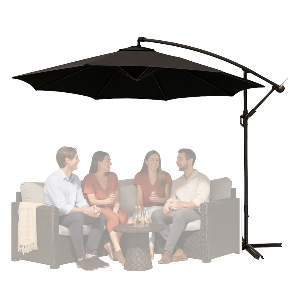 Boční zahradní slunečník s naklápěním 350 × 250 cm – černý