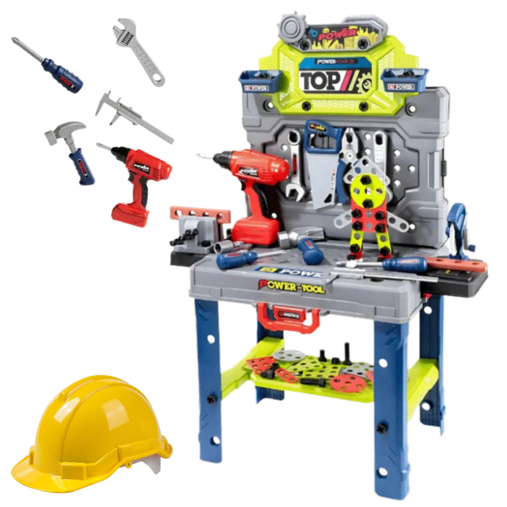 Dětský pracovní stůl 2v1 s nářadím a šroubovákem – 133 dílů