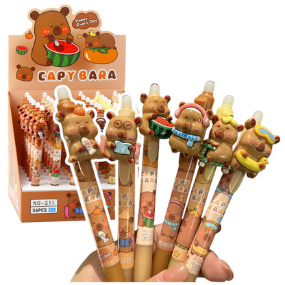 Kuličkové pero s kapibarou a gumou – modré, automatické