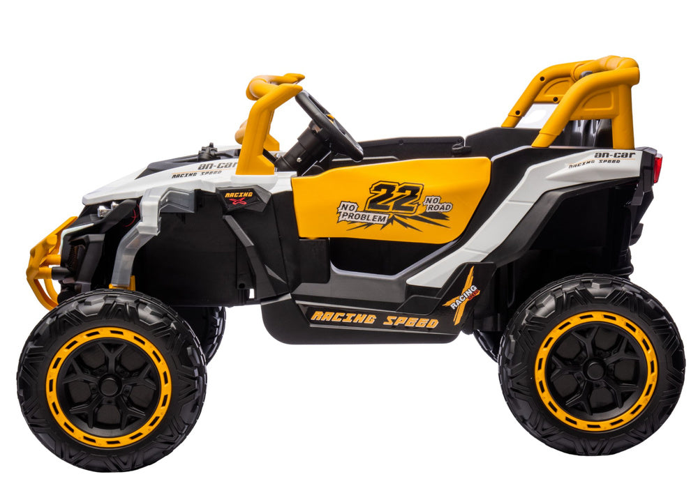 Elektrické autíčko M1 4x4 bílé a žluté – bateriové vozidlo
