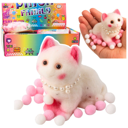 Sensory Squishy Soft Kitten with Pearls and Pompoms White 8cm