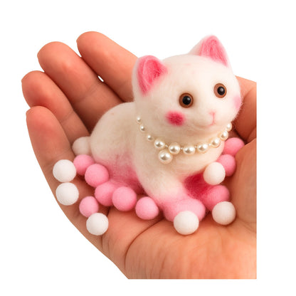 Sensory Squishy Soft Kitten with Pearls and Pompoms White 8cm