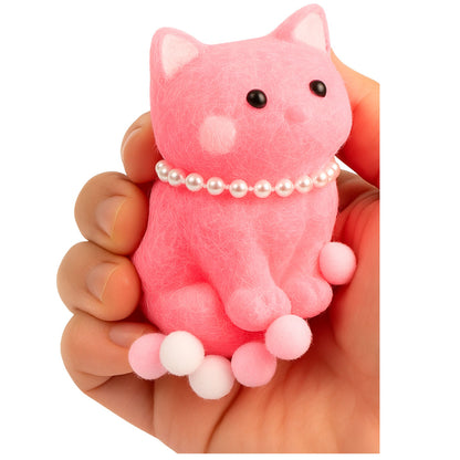 Sensory Squishy Soft Kitten with Pearls and Pompoms Pink 8cm