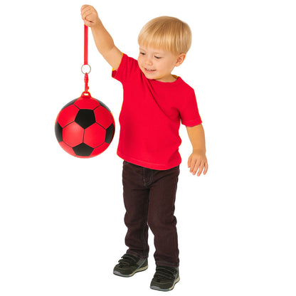 Rubber Soccer Ball Pattern Spring Holder Red 22cm