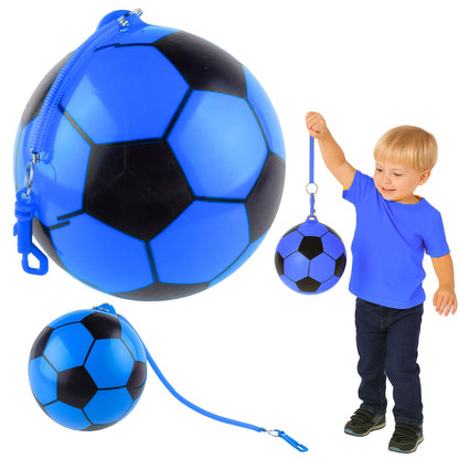 Rubber Soccer Ball Pattern Spring Holder Blue 22cm
