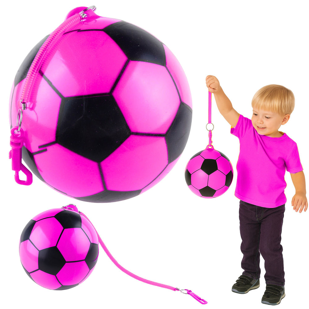 Rubber Soccer Ball Pattern Spring Holder Pink 22cm
