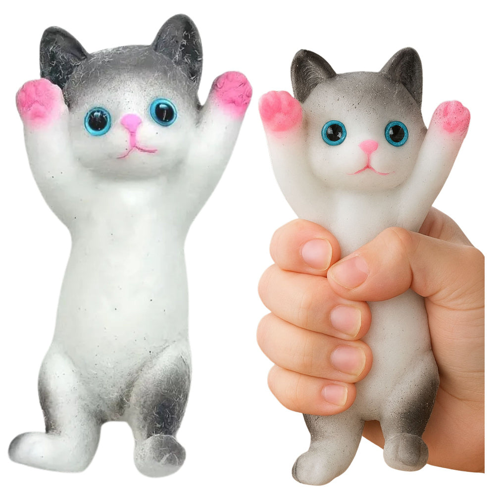 Senzorická antistresová hračka – ležící koťátko bílošedé