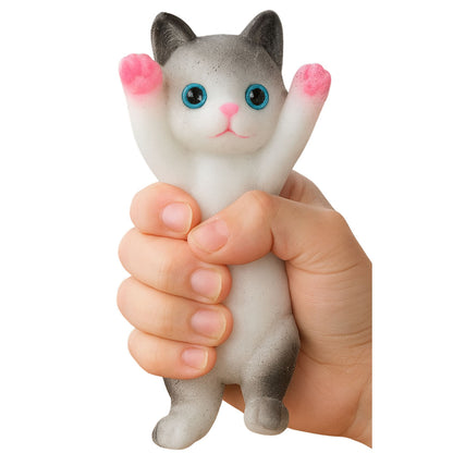 Senzorická antistresová hračka – ležící koťátko bílošedé