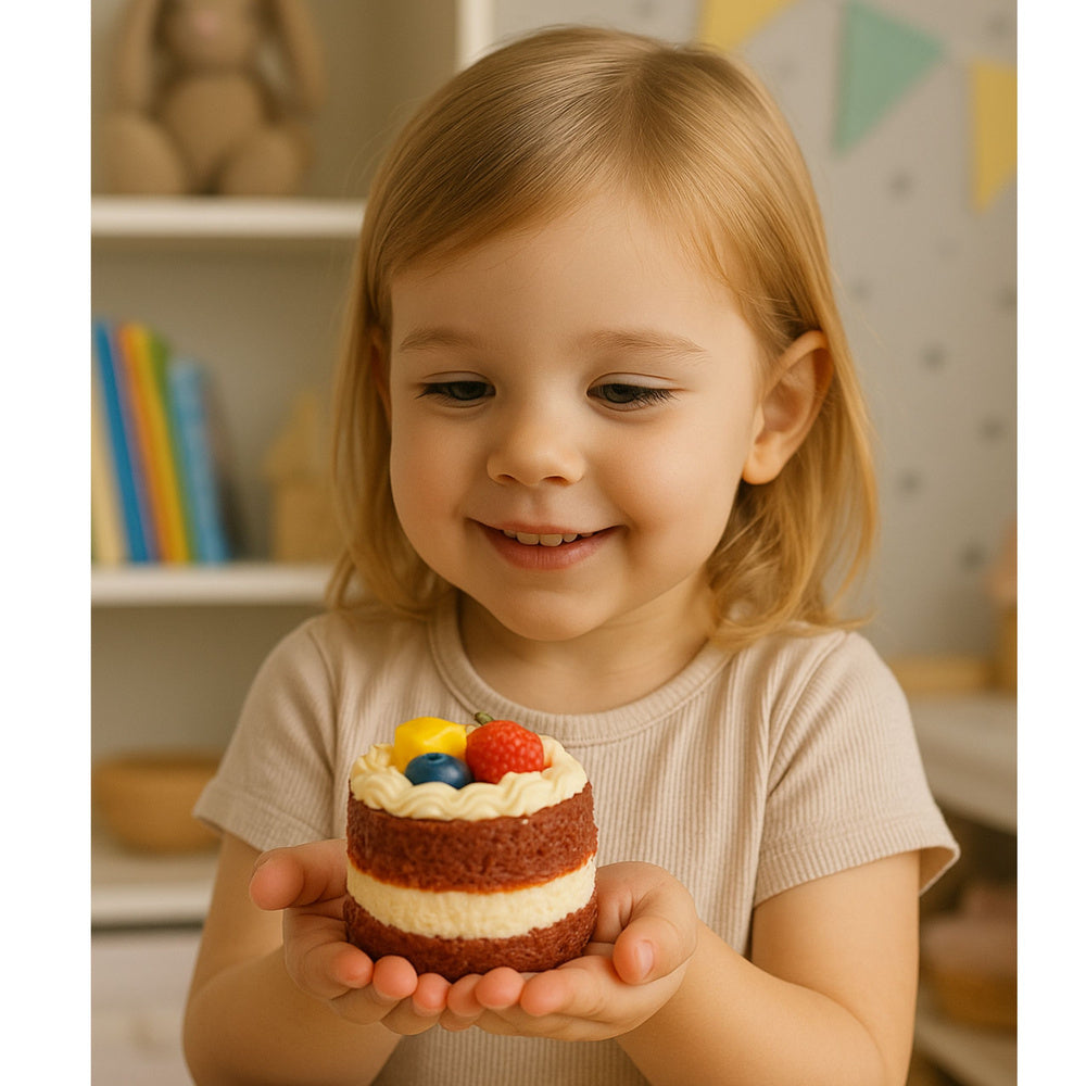 Antistresová hračka Squishy dort s ovocem 6 × 7 cm