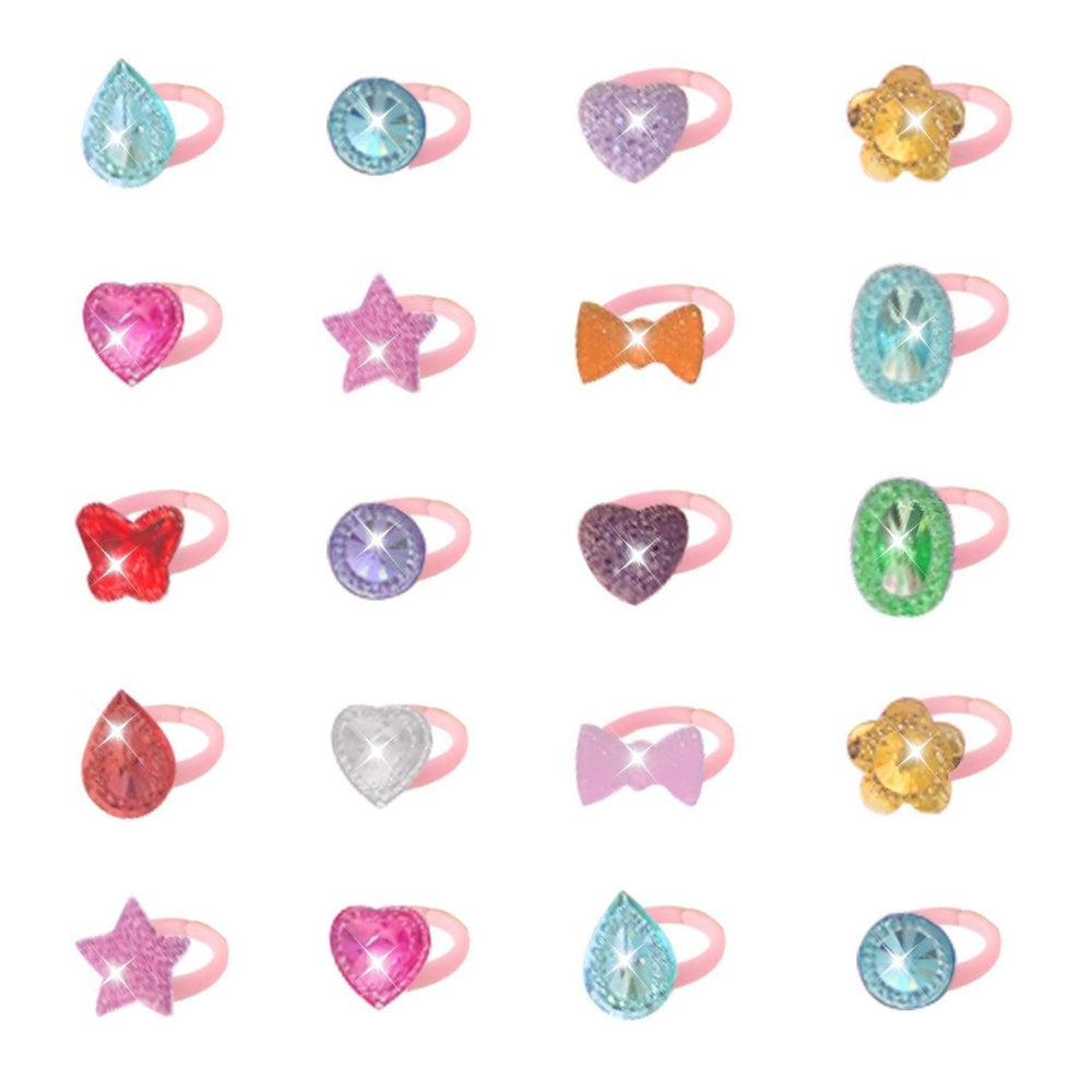 Dětské prstýnky s barevnými kamínky – sada 50 kusů