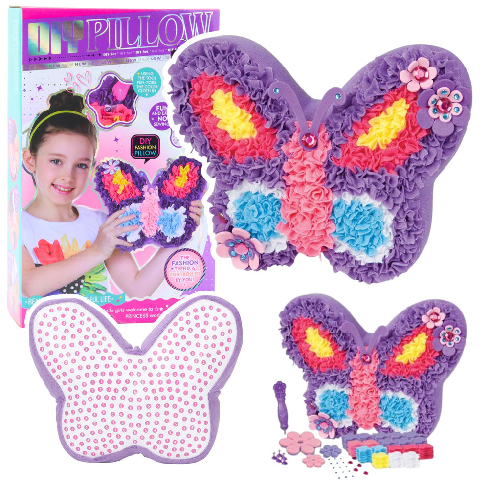 DIY Creative Kit Sewing Pillow Butterfly Embroidery Purple