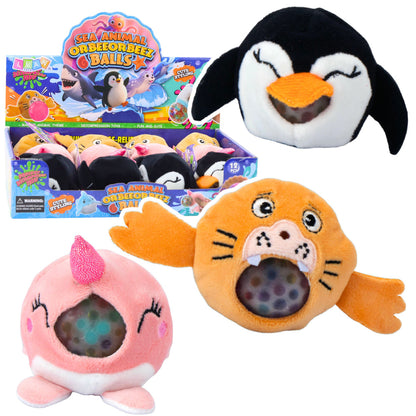 Plyšák s vodními kuličkami – senzorická hračka 6 cm