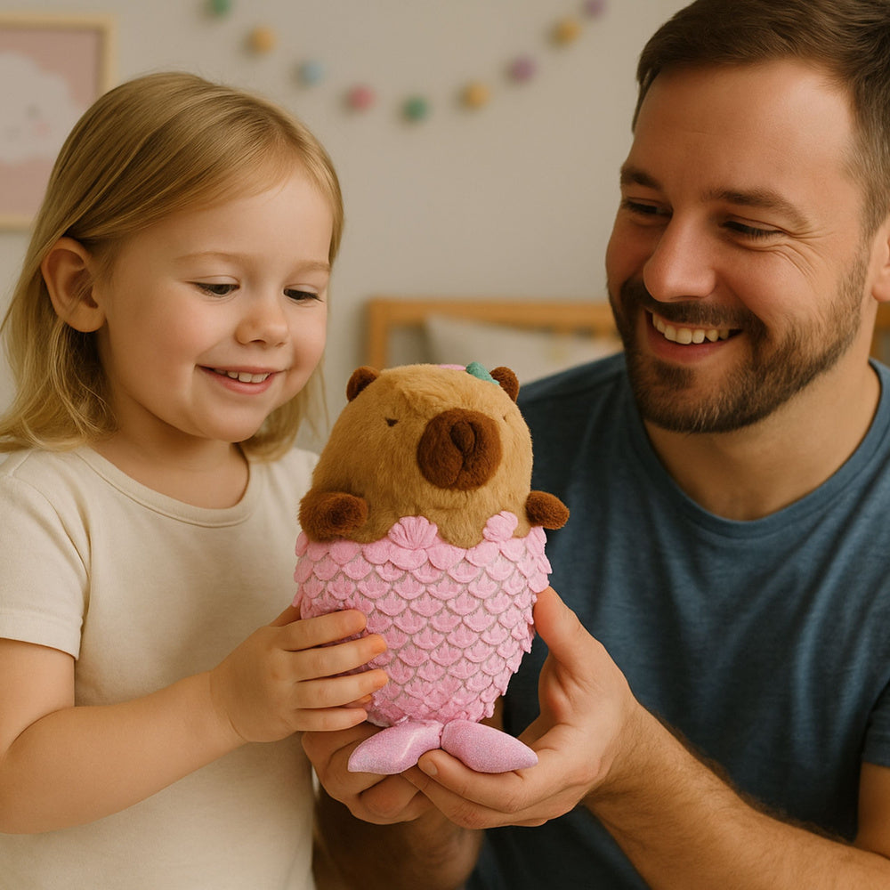 Plyšová kapybara mořská panna – růžová, 28 cm