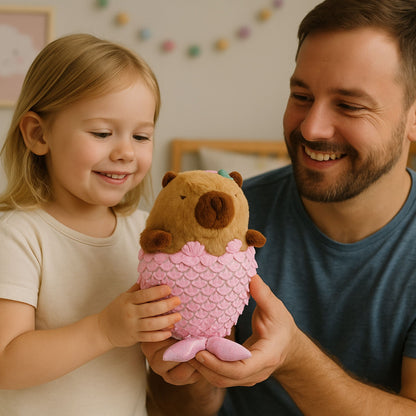 Plyšová kapybara mořská panna – růžová, 28 cm