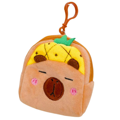 Plyšová peněženka s přívěskem Kapybara Ananas – žlutá