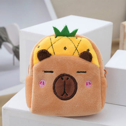 Plyšová peněženka s přívěskem Kapybara Ananas – žlutá