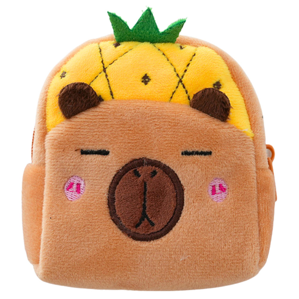 Plyšová peněženka s přívěskem Kapybara Ananas – žlutá