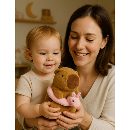 Plyšová kapybara s jednorožcovým kruhem – hnědá, 20 cm