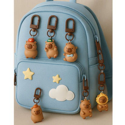 Sada 4 mini přívěsků kapybara na klíče – 3 cm figurky