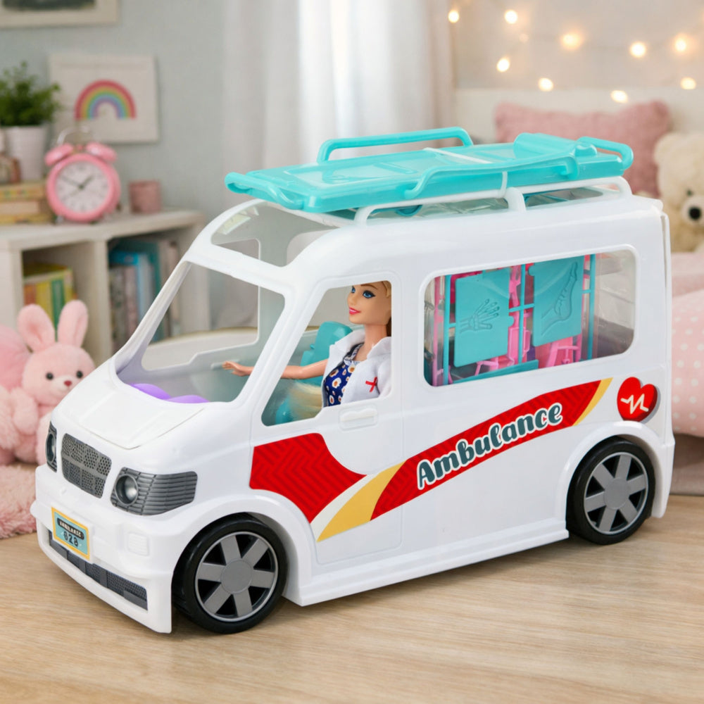 Mobilní nemocnice s ambulancí a panenkou lékaře – 2v1