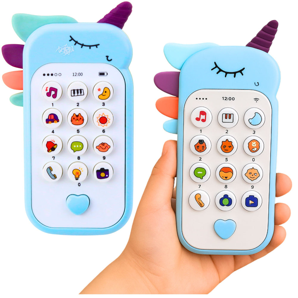 Dětský vzdělávací telefon se světly a zvuky – modrý