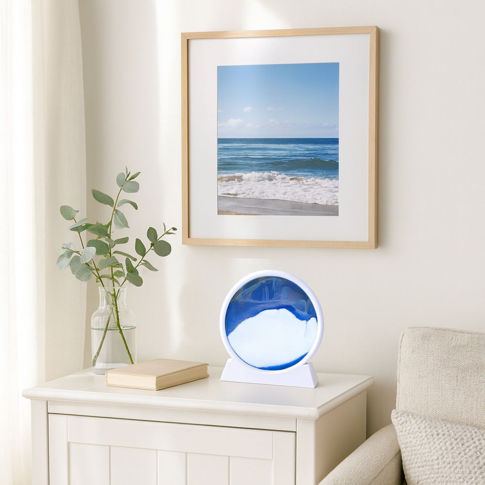 3D obraz s tekutým pískem – relaxační dekorace s rotací 360° – modrá