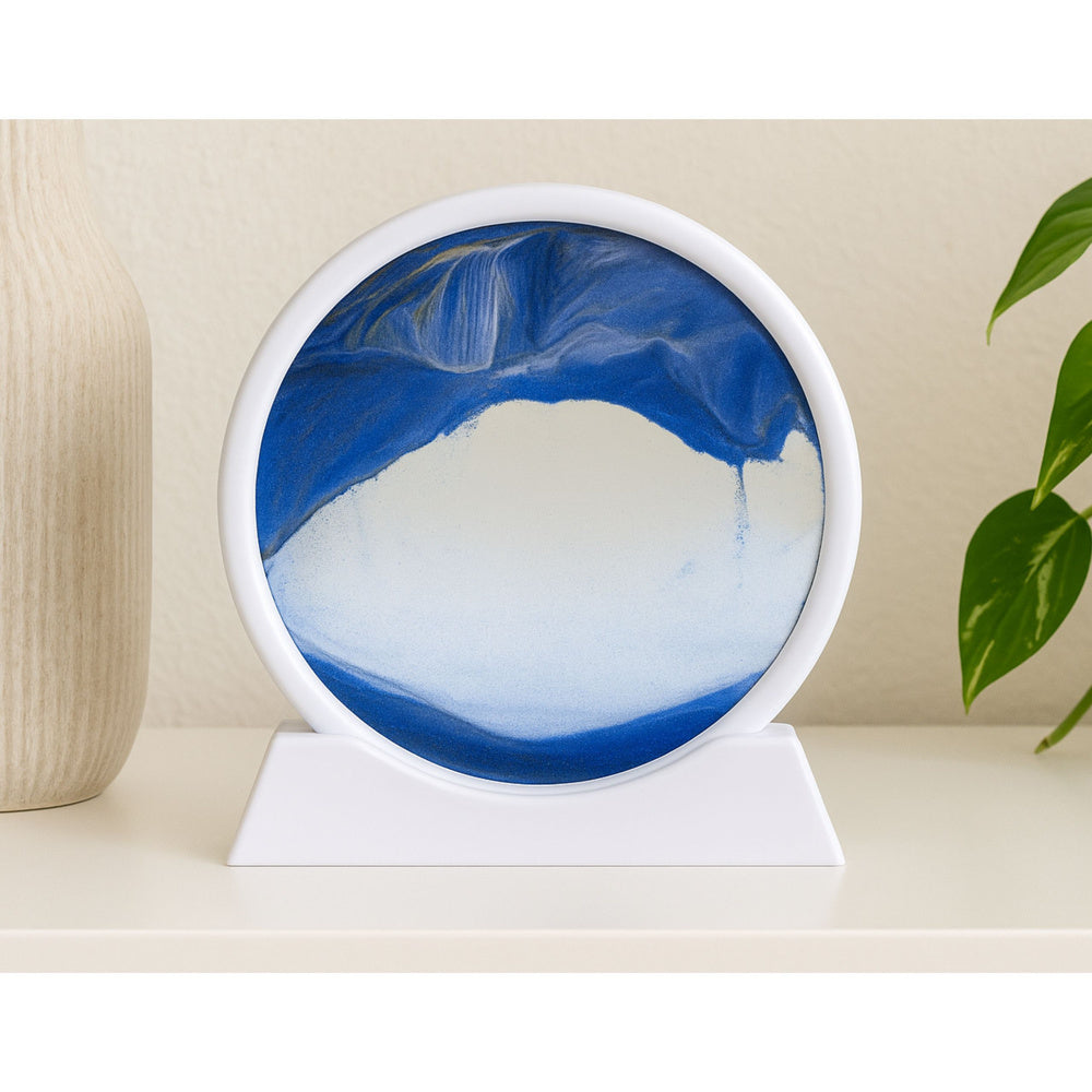 3D obraz s tekutým pískem – relaxační dekorace s rotací 360° – modrá