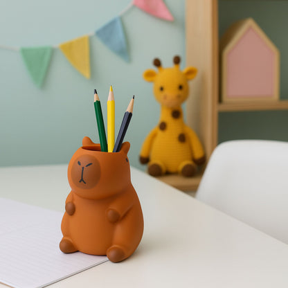 Stojánek na tužky Kapybara – hnědý organizér 10 cm
