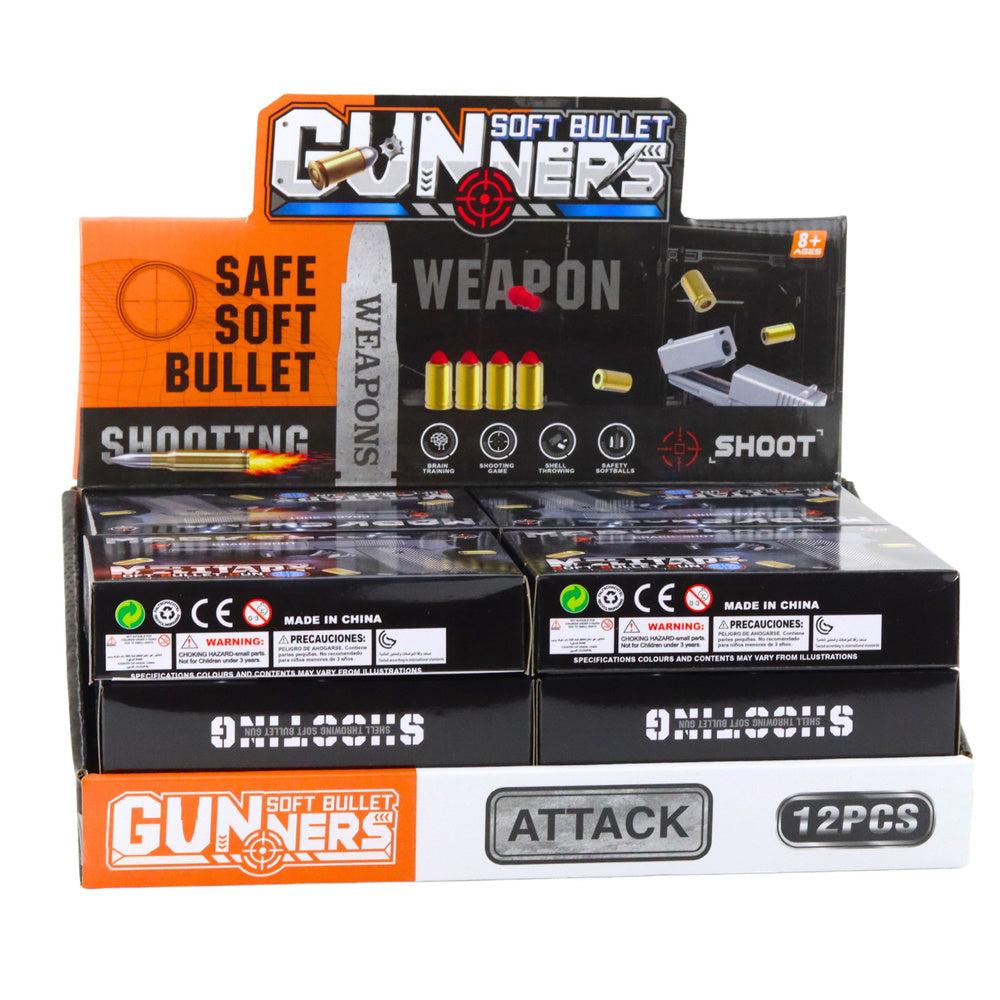 Mini pistole s náboji a nábojnicemi – černá, 13,5 cm