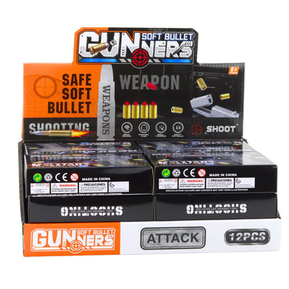 Mini pistole s náboji a nábojnicemi – černá, 13,5 cm