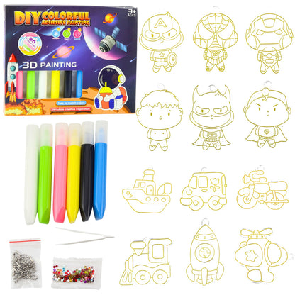 3D kreativní sada na malování vesmírných přívěsků – 6 barev