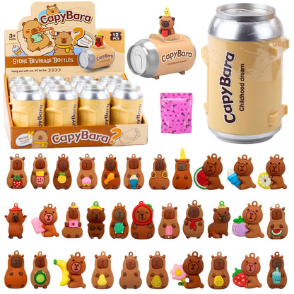 Capybara figurka s přívěskem a kartami v plechovce – překvapení