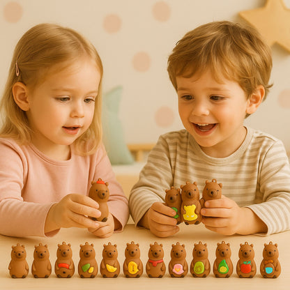Capybara figurka s přívěskem a kartami v plechovce – překvapení