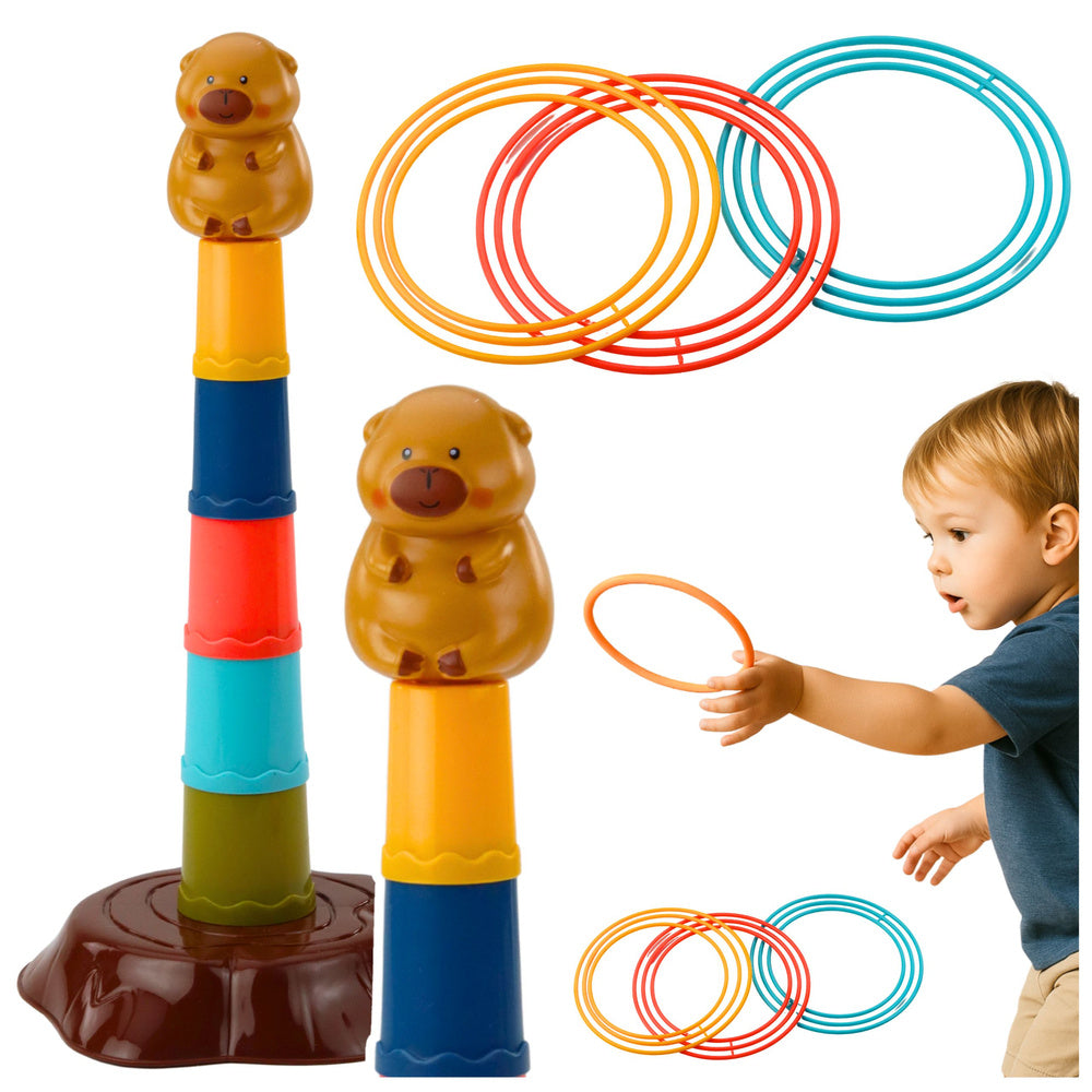 Hra na zručnost – házení kroužků na terč s kapybarou