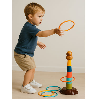 Hra na zručnost – házení kroužků na terč s kapybarou