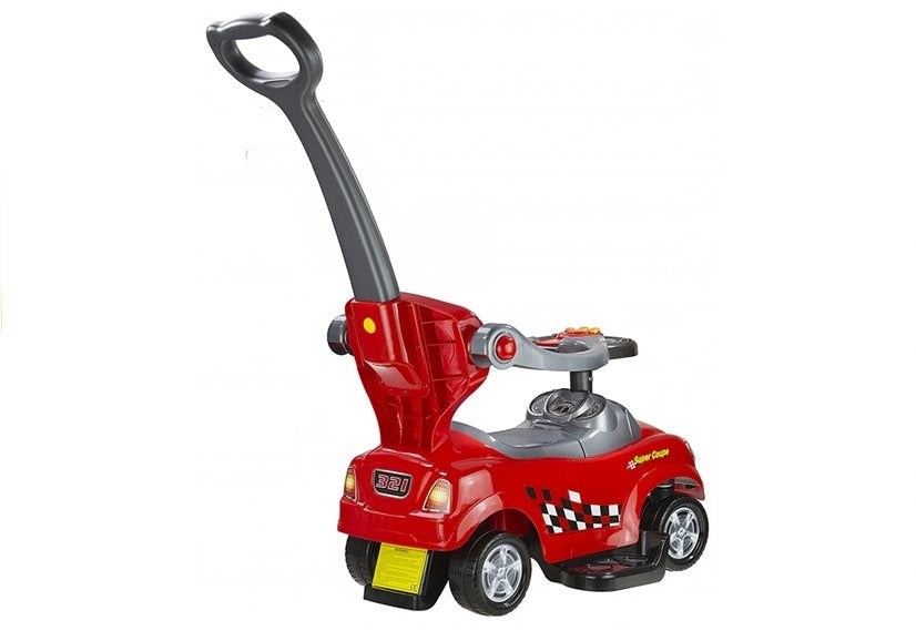 Coupe Car Manual Ride On with Parent Handle - Red