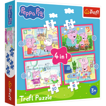 Puzzle 4v1 Prasátko Peppa – 12, 15, 20, 24 dílků – Trefl