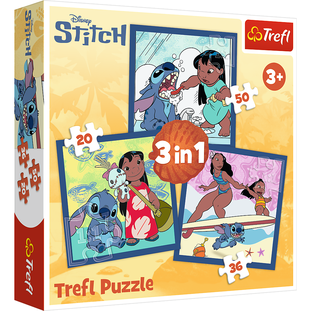 Puzzle 3v1 Čas se Stitchem pro děti od 3 let – Trefl