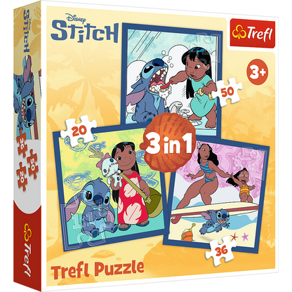 Puzzle 3v1 Čas se Stitchem pro děti od 3 let – Trefl
