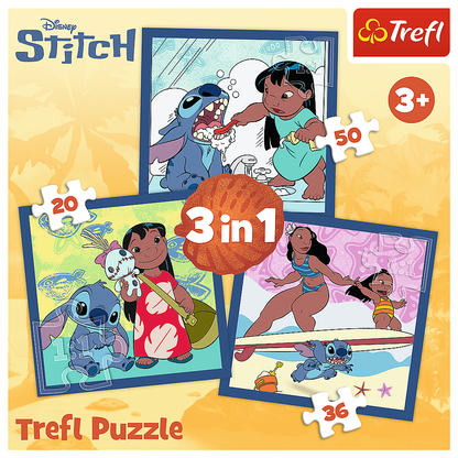 Puzzle 3v1 Čas se Stitchem pro děti od 3 let – Trefl