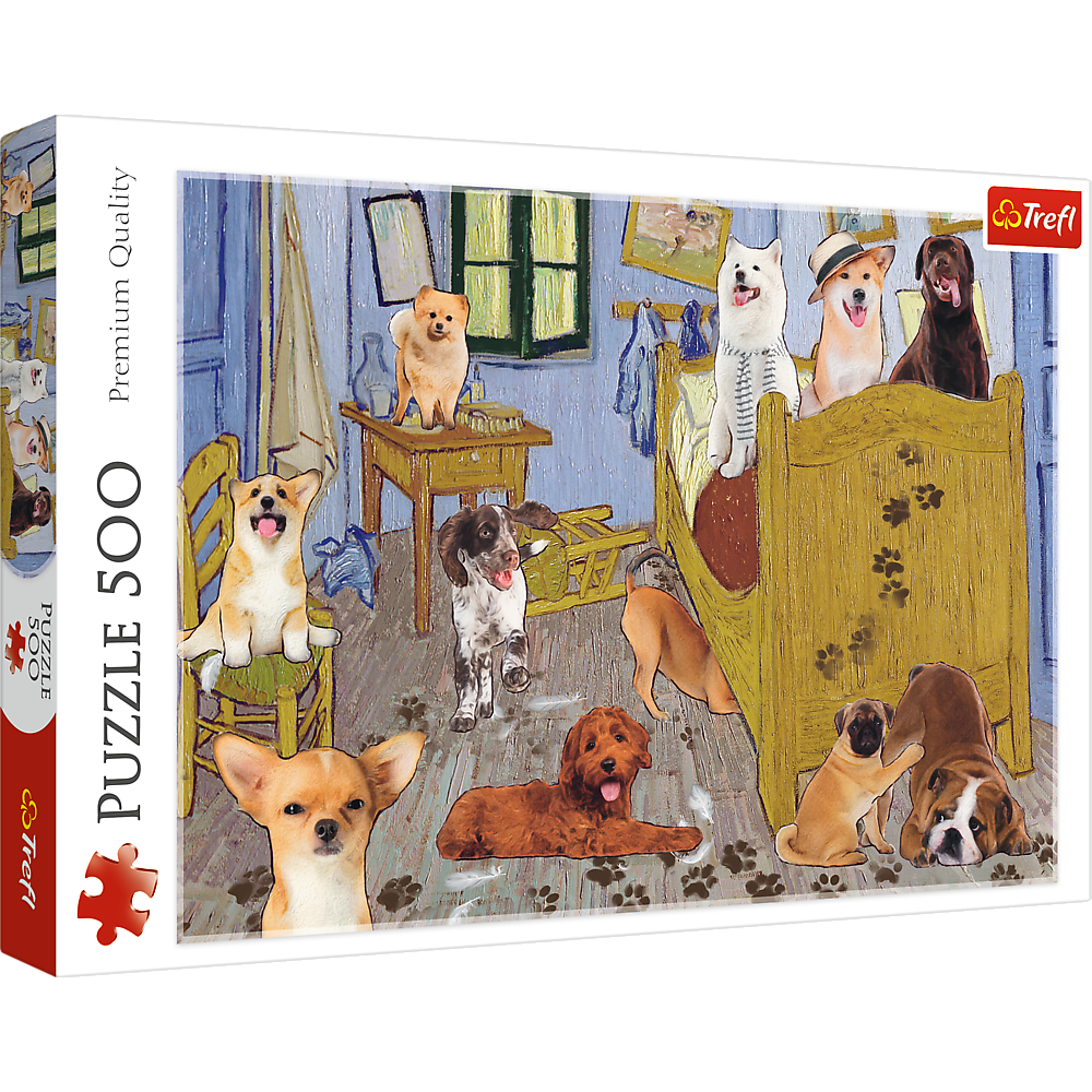 Puzzle Van Goghova ložnice: Psí revoluce – 500 dílků – Trefl