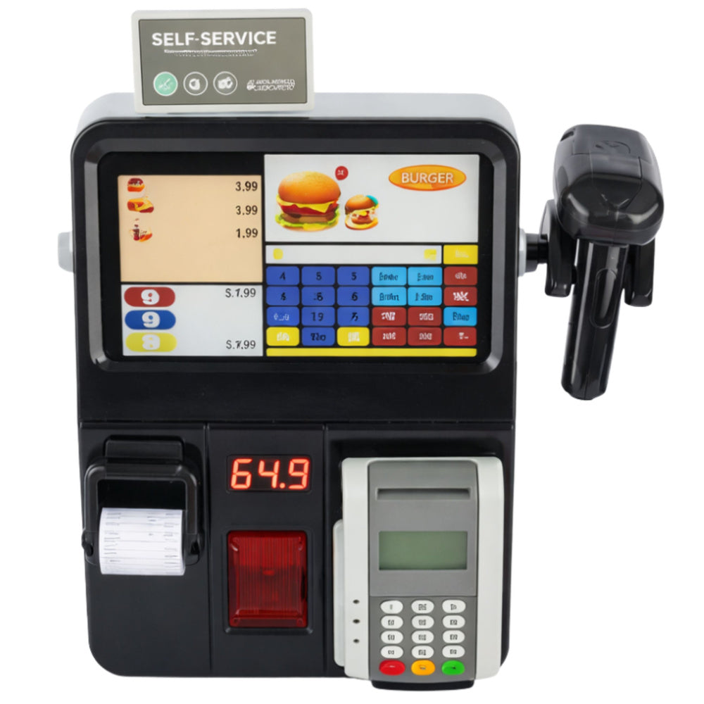 Pokladna s terminálem a skenerem – světlo a zvuky