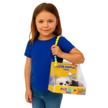 Spící panda na polštářku – realistická figurka s efektem kožíšku