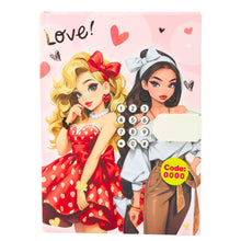 Dívčí deník se zámkem a melodií – barevné stránky se srdíčky