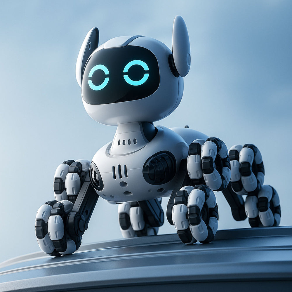 TOOBY Robot Dog Remote Controlled RC 360° Lights Sounds Black and White