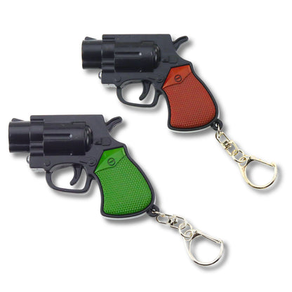 Mini revolver s LED a laserem – přívěsek na klíče 6,5 cm