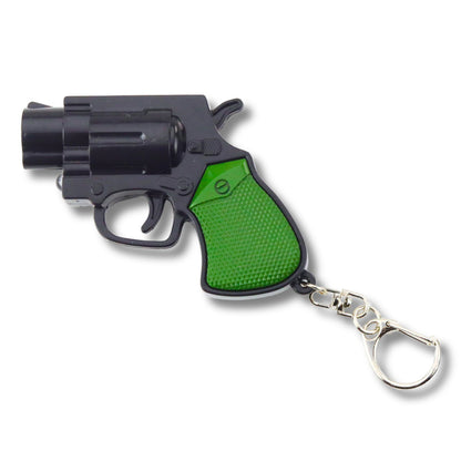 Mini revolver s LED a laserem – přívěsek na klíče 6,5 cm