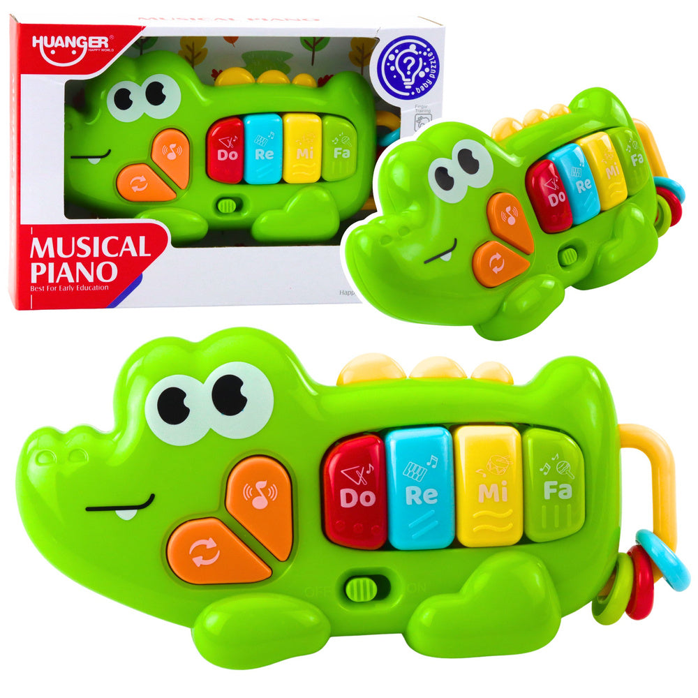 Interaktivní hudební piano Krokodýl s korálky – zelené