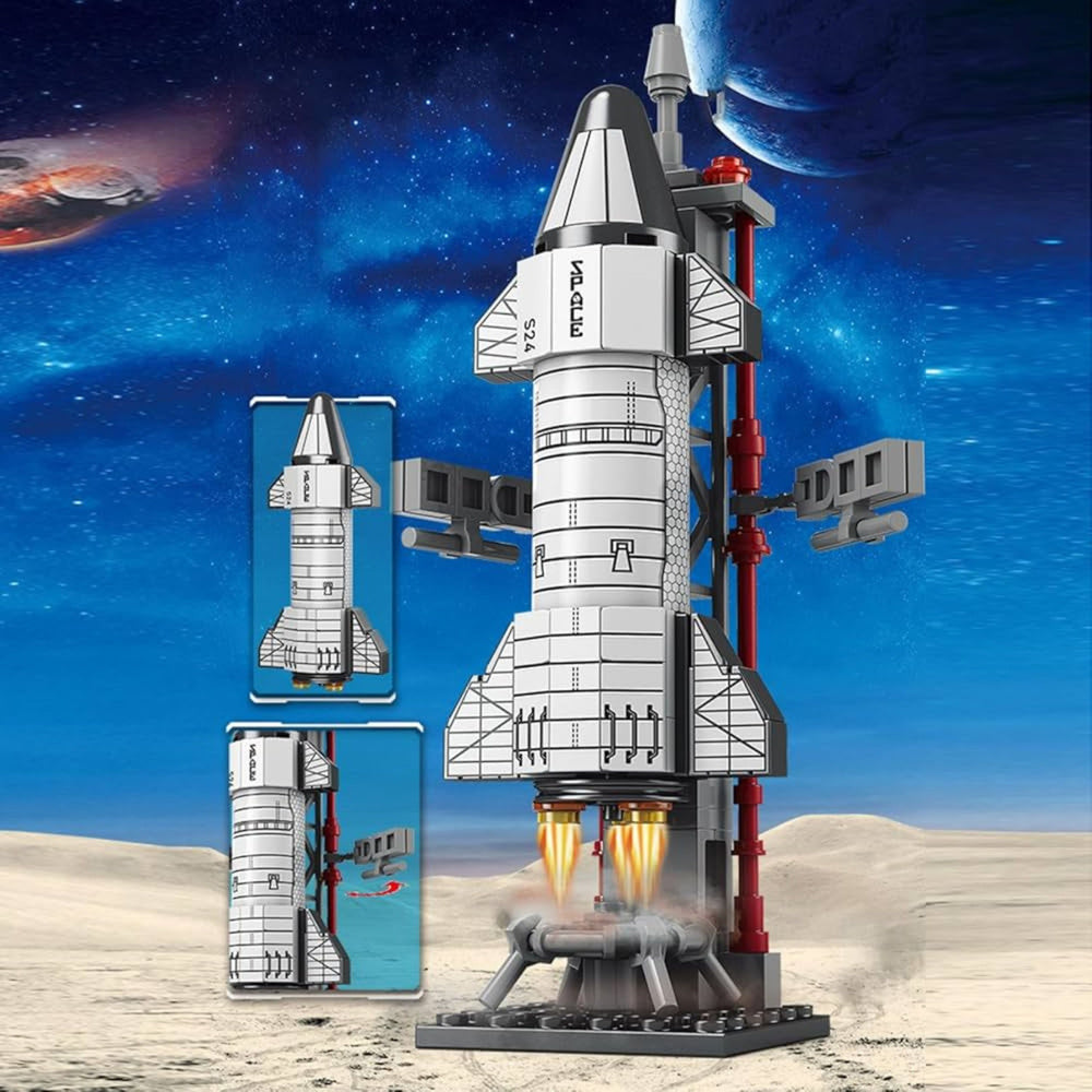 Stavebnice vesmírná raketa s odpalovací věží – 107 dílů
