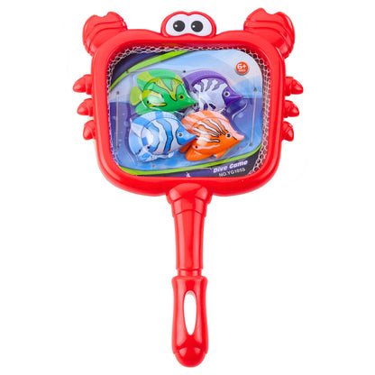 Rybářský set se sítkou Krab a 4 barevné rybičky – hračka do vody